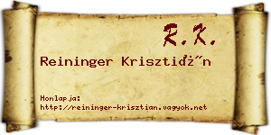 Reininger Krisztián névjegykártya